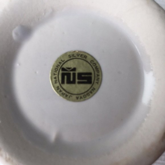 National Silver Company Nagoya Japan Sugar Bowl Red Orange Vintage Floral 3.25" - Picture 7 of 11